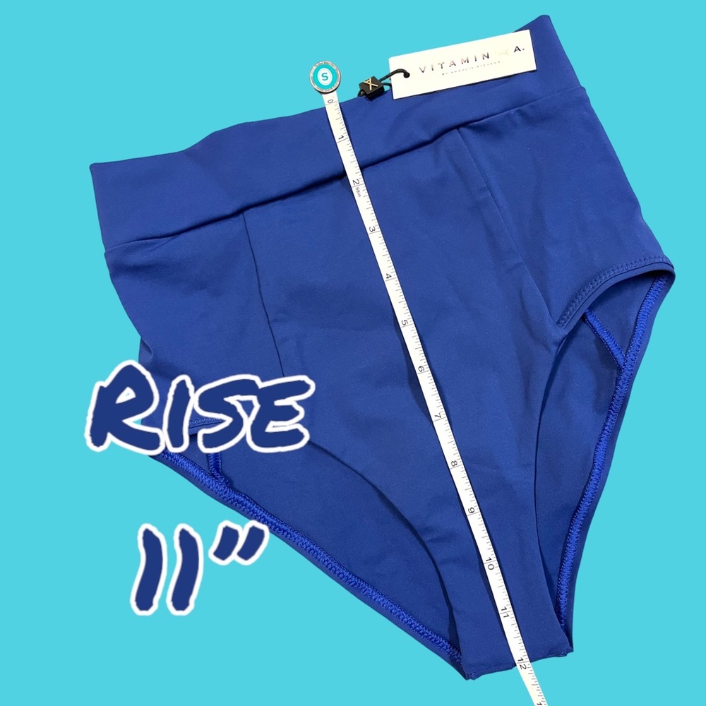 NWT Vitamin A Elena High Rise bikini bottoms in royal blue. Size 4/XS 👙☀️👒 - Picture 6 of 9